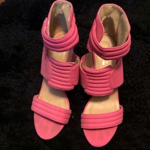 Pink Cross Strap Heels
